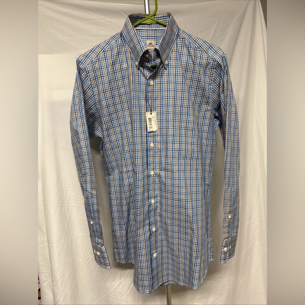 NWT Peter Millar Plaid Button Up 100% Cotton Dress Shirt S